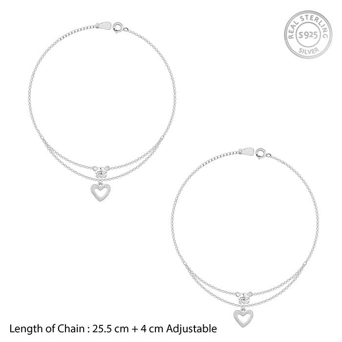 Silver Curl Heart Anklet : A0044