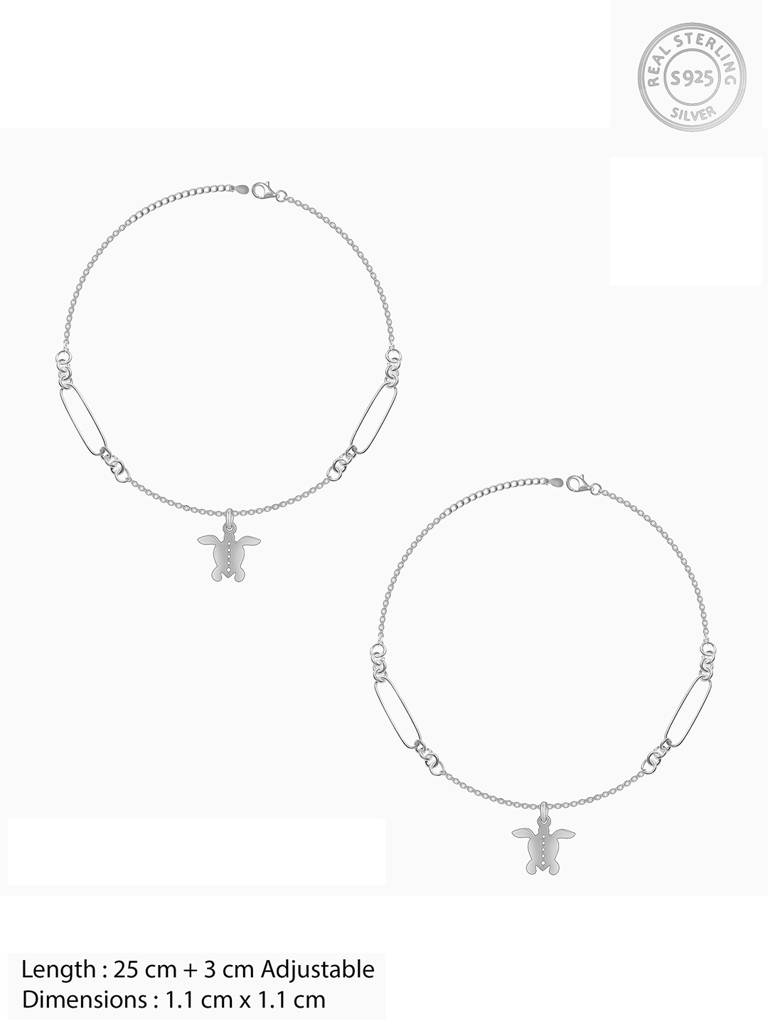 GIVA 925 Sterling Silver Turtle Tale Anklet