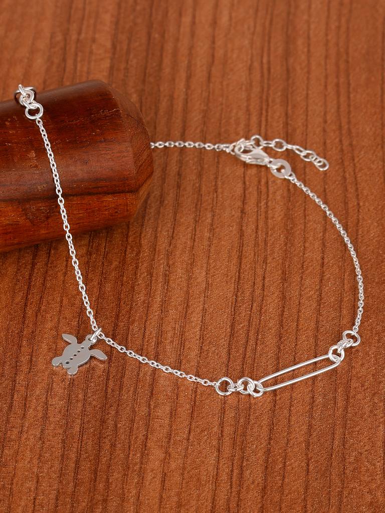 GIVA 925 Sterling Silver Turtle Tale Anklet