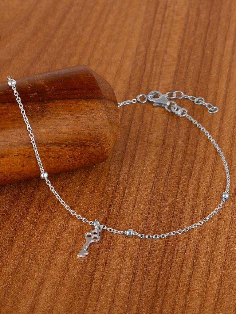 GIVA 925 Sterling Silver Key to Happiness Anklet