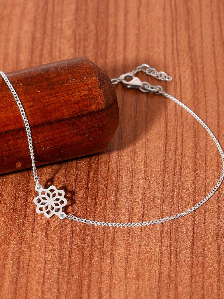 GIVA 925 Sterling Silver Lotus Love Anklet