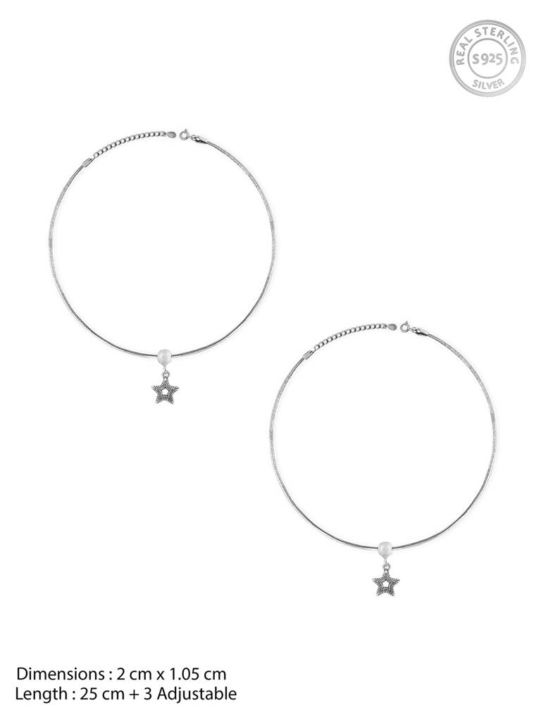 GIVA 925 Sterling Silver Classic Star Anklet