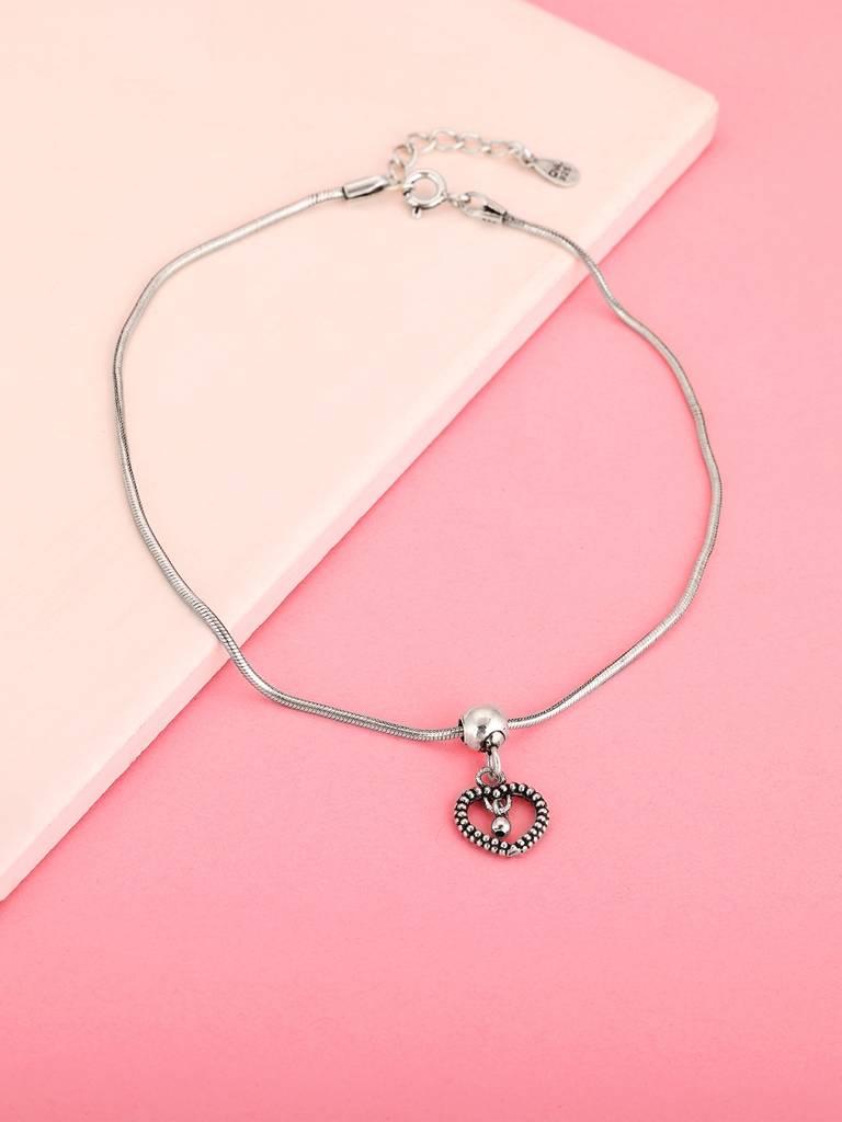 GIVA 925 Sterling Silver Classic Hollow Heart Anklet