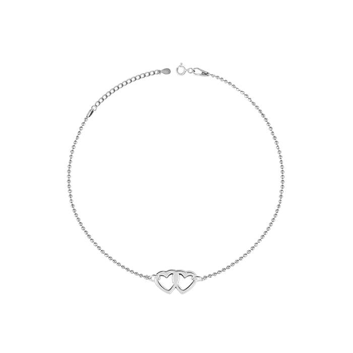 GIVA 925 Sterling Silver Double Heart Anklet