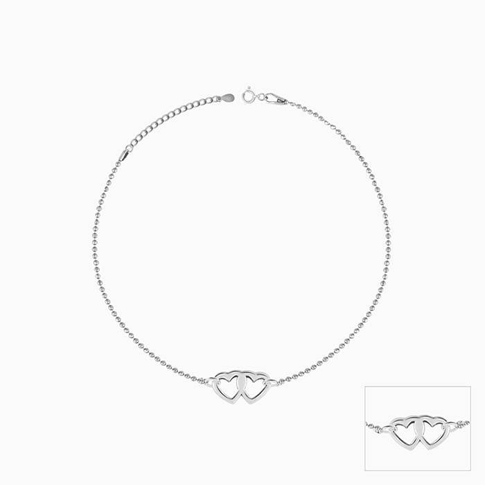 GIVA 925 Sterling Silver Double Heart Anklet