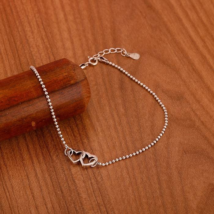 GIVA 925 Sterling Silver Double Heart Anklet
