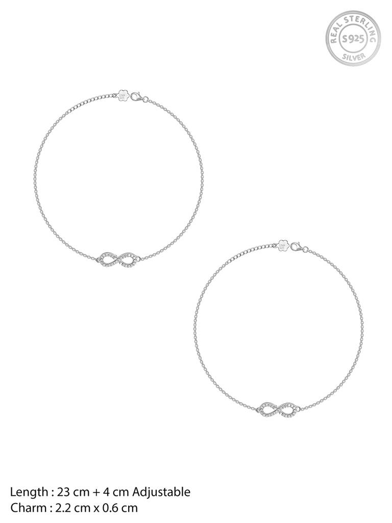 GIVA 925 Sterling Silver Infinity Zircon Anklet