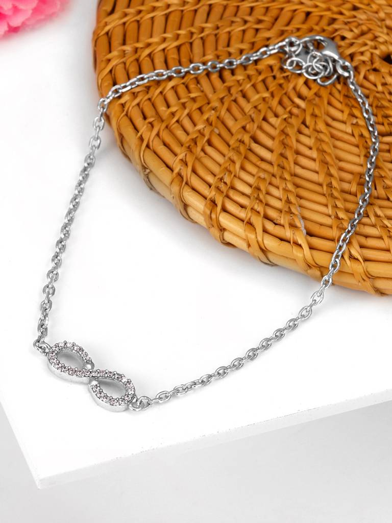 GIVA 925 Sterling Silver Infinity Zircon Anklet