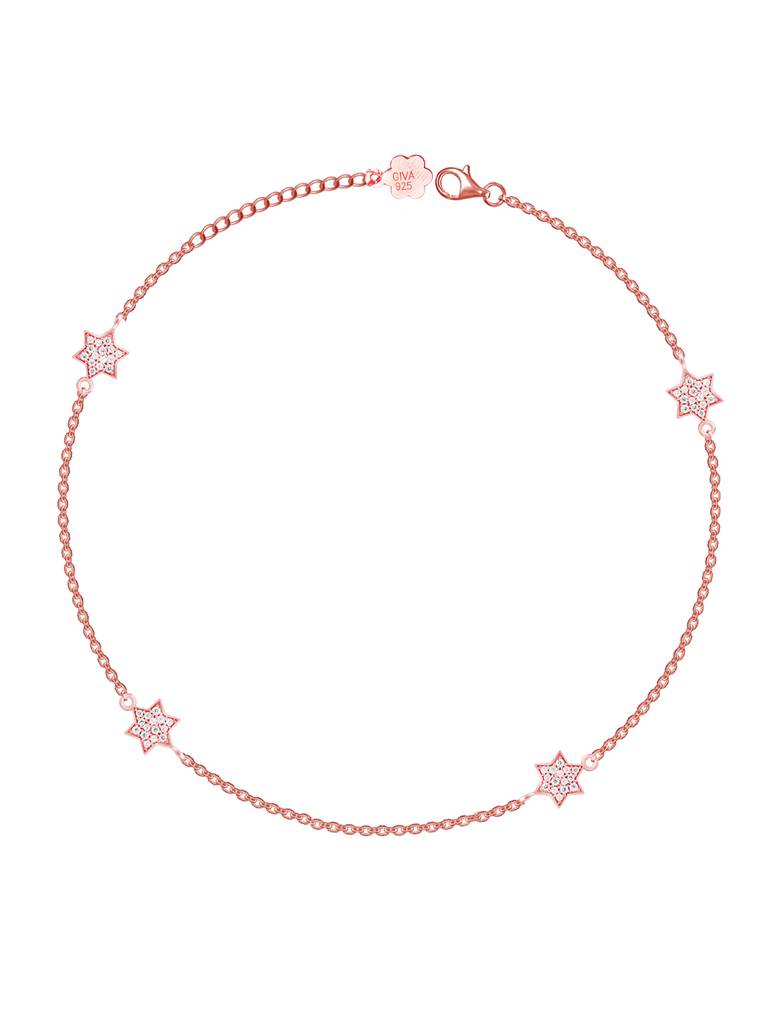 GIVA 925 Sterling Silver Rose Gold Starry Love Anklet