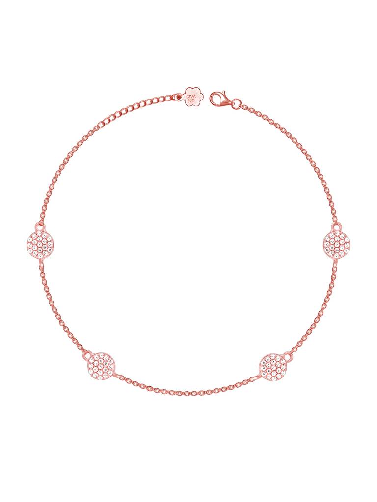GIVA 925 Sterling Silver Rose Gold Charm Love Anklet