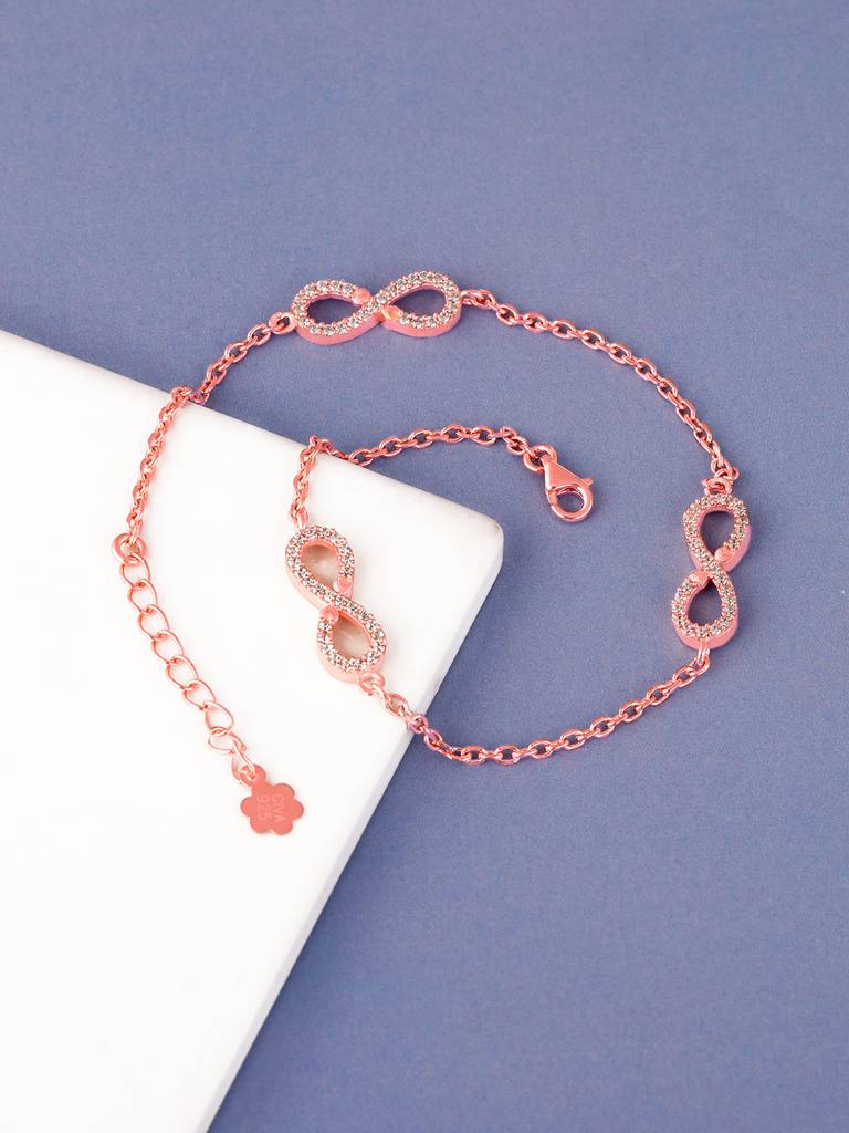 GIVA 925 Sterling Silver Rose Gold Infinite Love Anklet