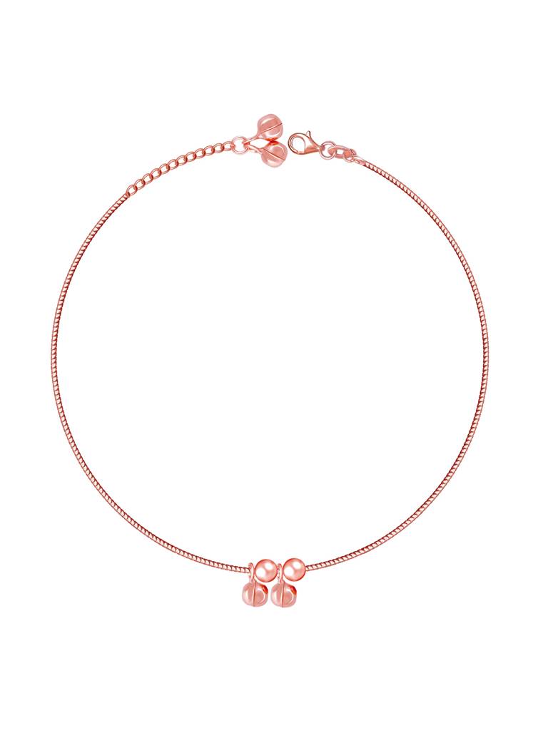 GIVA 925 Sterling Silver Rose Gold Jingle Anklet