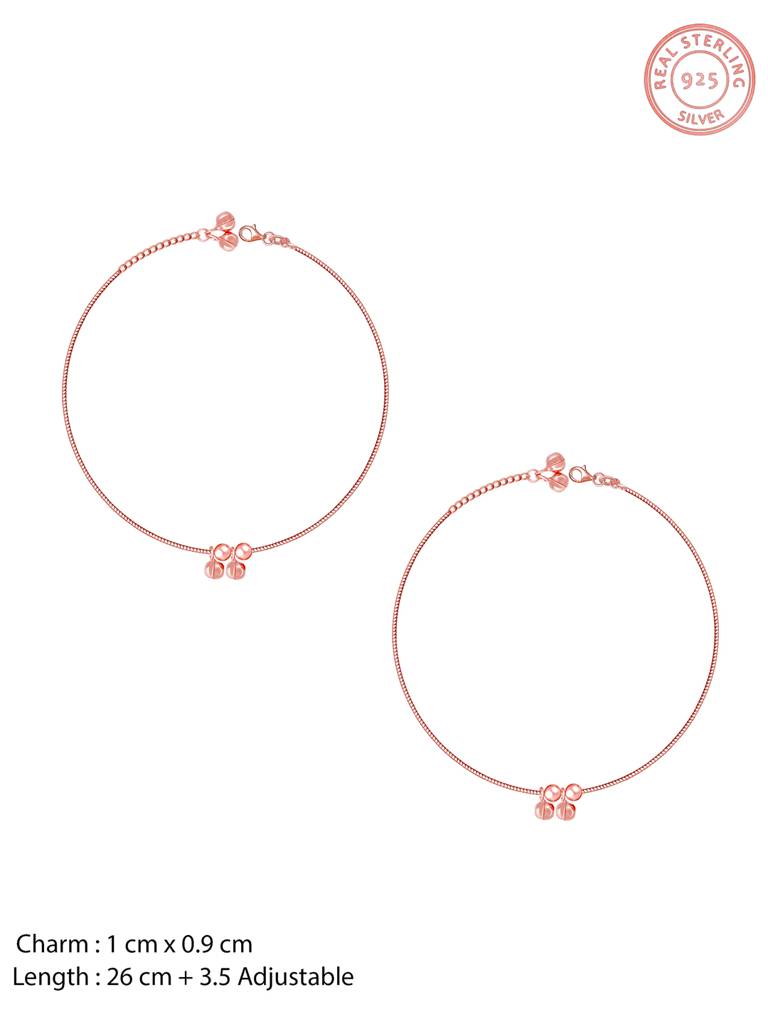 GIVA 925 Sterling Silver Rose Gold Jingle Anklet