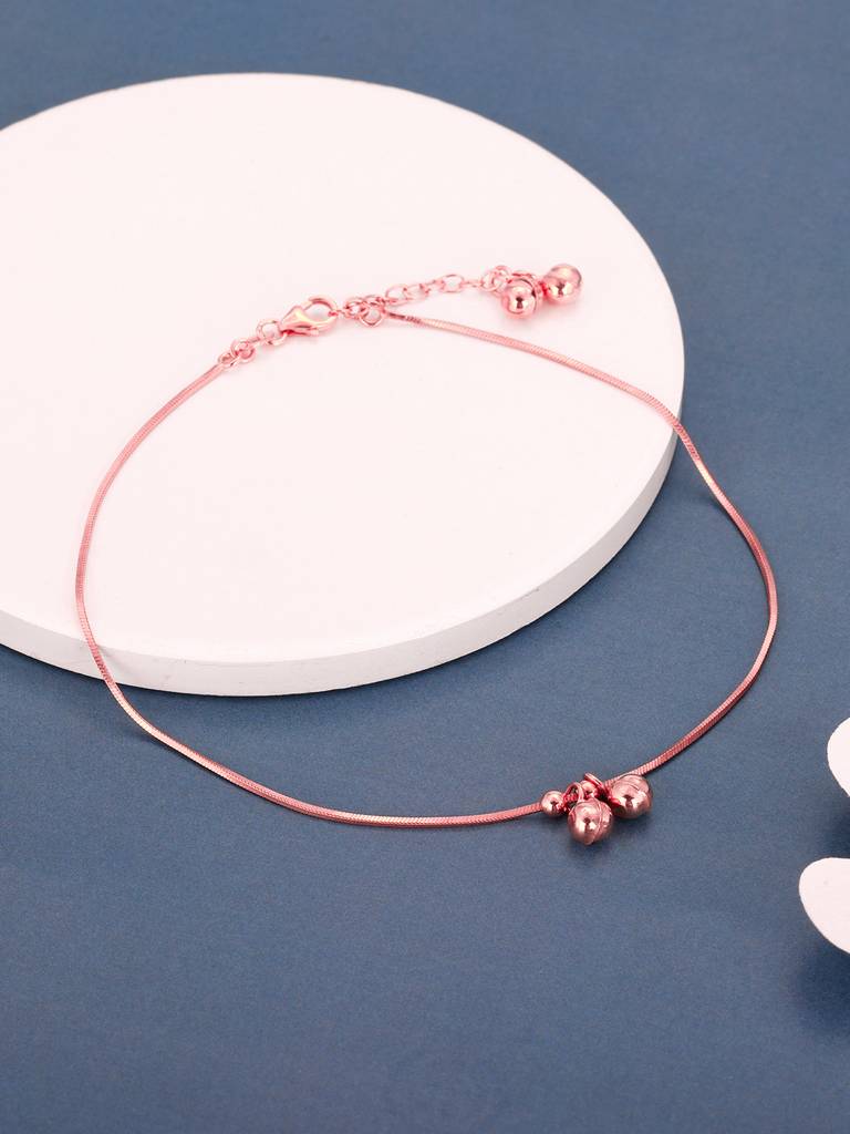 GIVA 925 Sterling Silver Rose Gold Jingle Anklet