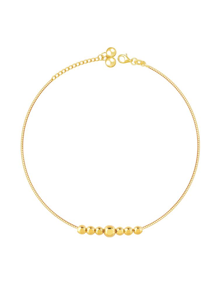 GIVA 925 Sterling Silver Golden Beads Anklet