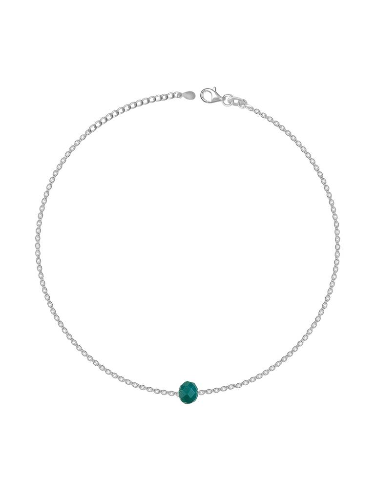 GIVA 925 Sterling Silver Green Bead Anklet