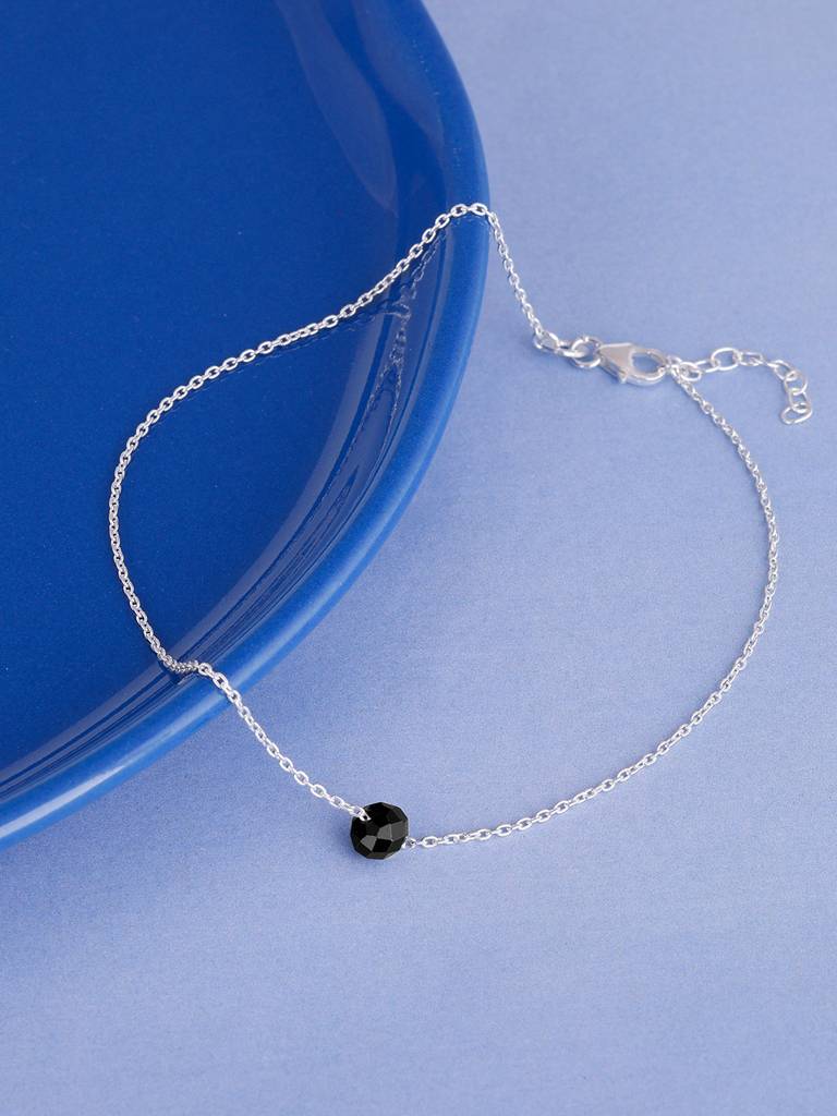 GIVA 925 Sterling Silver Black Bead Anklet