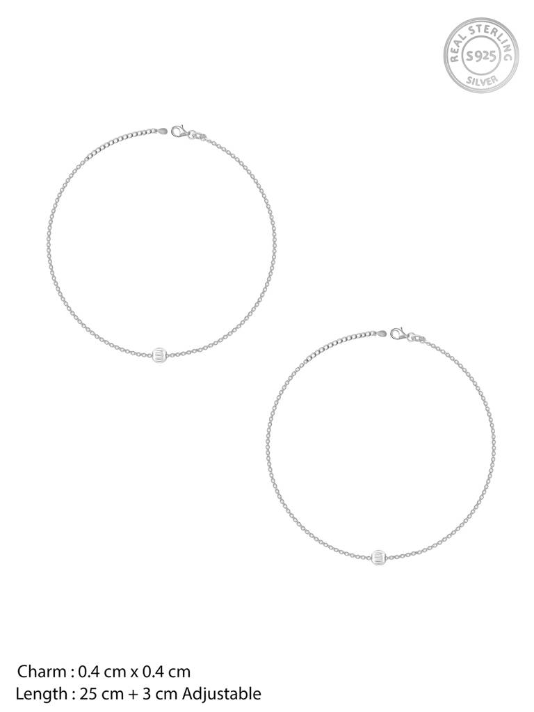 GIVA 925 Sterling Silver Minimal Bead Anklet