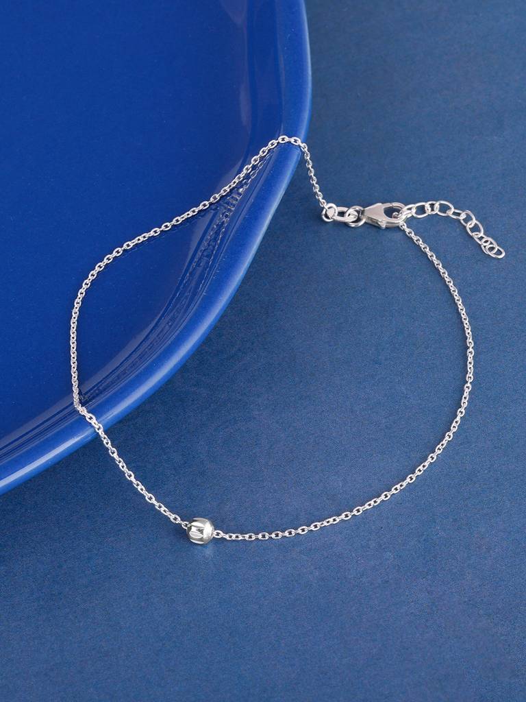 GIVA 925 Sterling Silver Minimal Bead Anklet