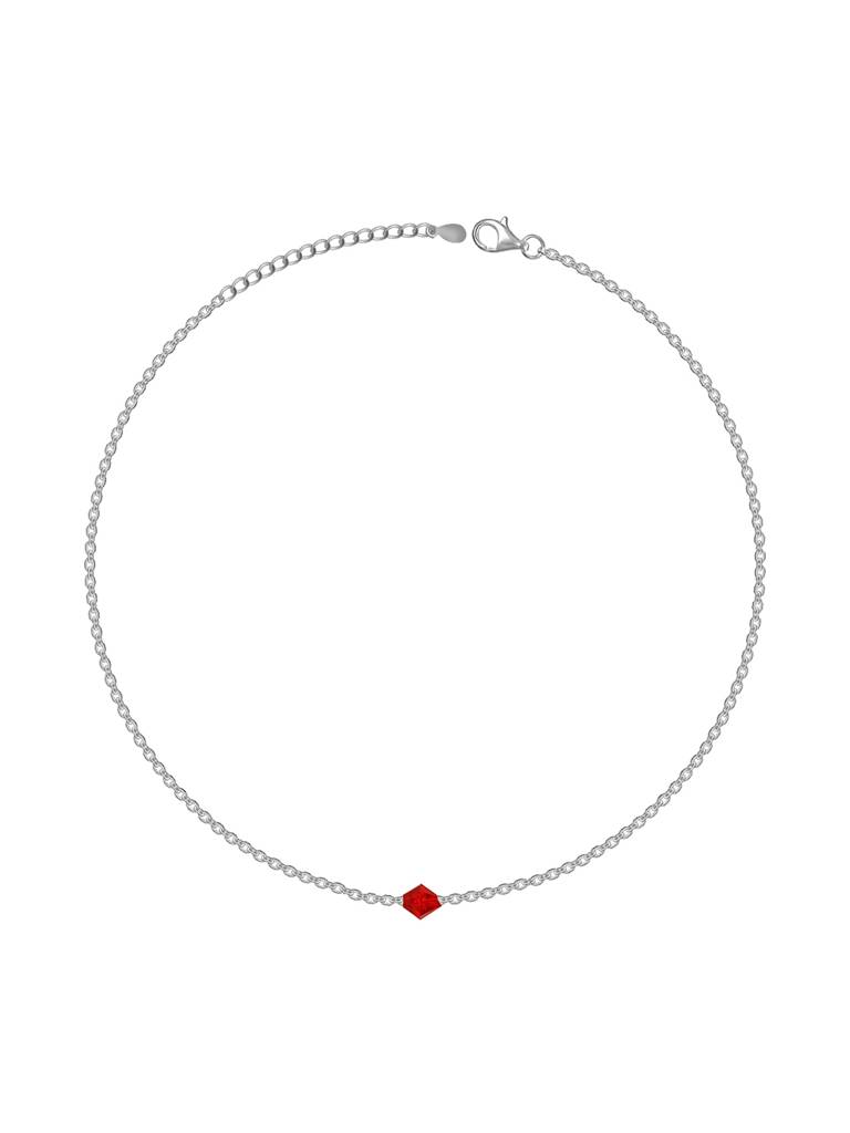 GIVA 925 Sterling Silver Red Bead Anklet