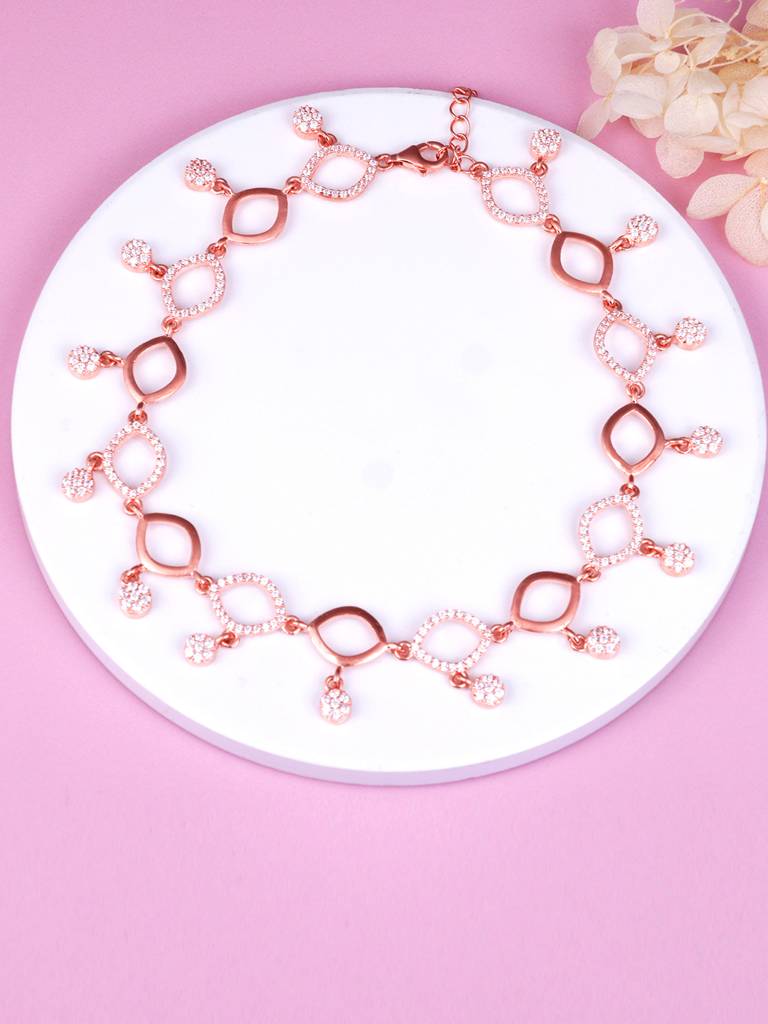 GIVA 925 Sterling Silver Zircon Studded Marquis Anklet