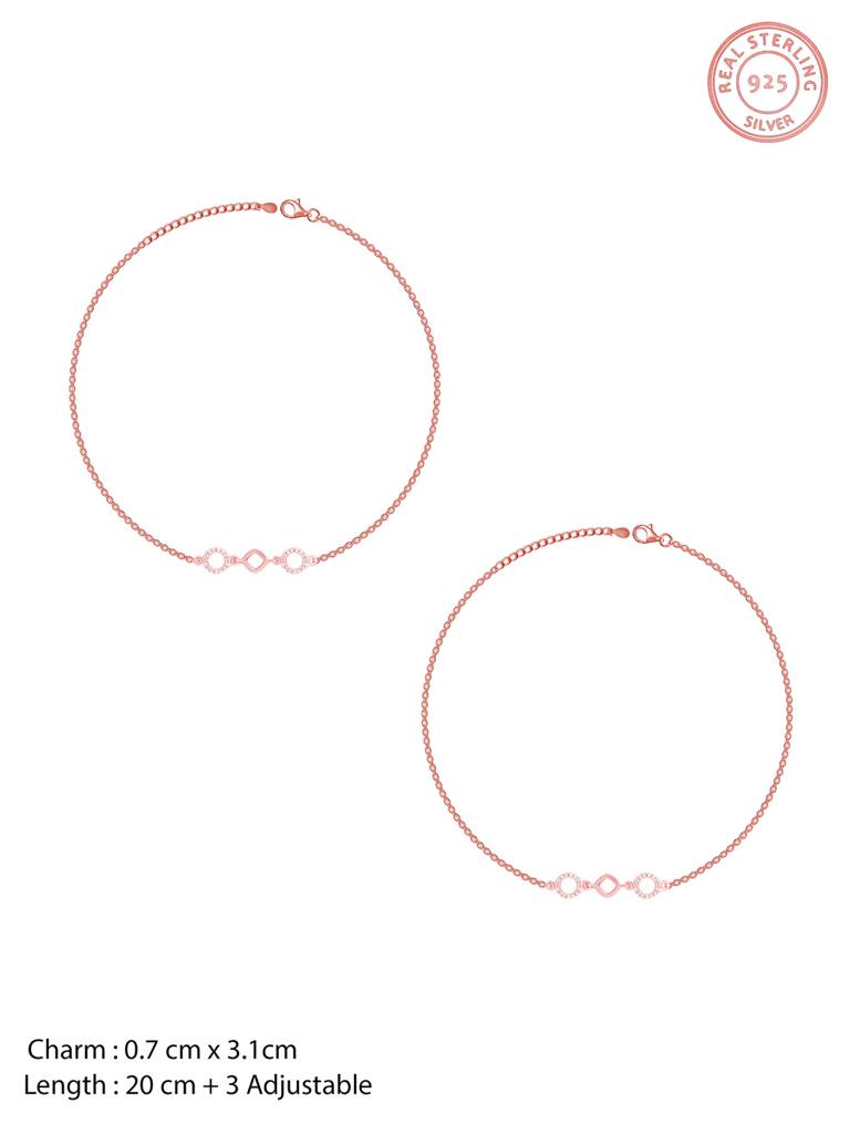 GIVA 925 Sterling Silver Rose Gold Wreath Marquise Anklet