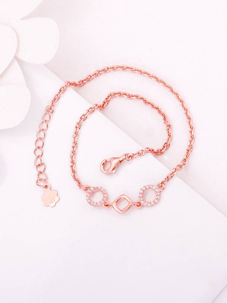 GIVA 925 Sterling Silver Rose Gold Wreath Marquise Anklet