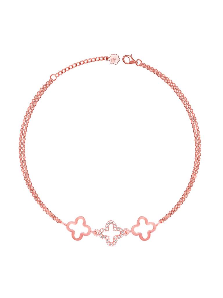 GIVA 925 Sterling Silver Rose Gold Twinkle Anklet