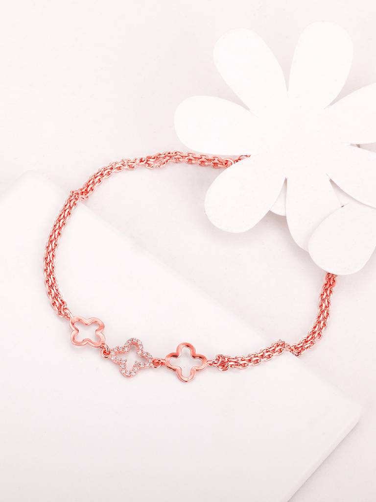 GIVA 925 Sterling Silver Rose Gold Twinkle Anklet