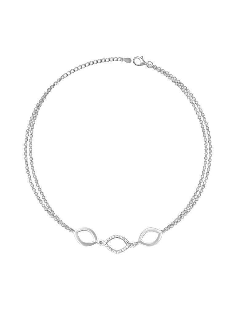 GIVA 925 Sterling Silver Triple Marquis Anklet