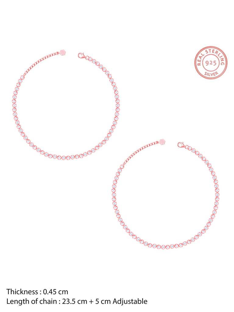 Giva 925 Sterling Silver Rose Gold Luxurious Love Anklet