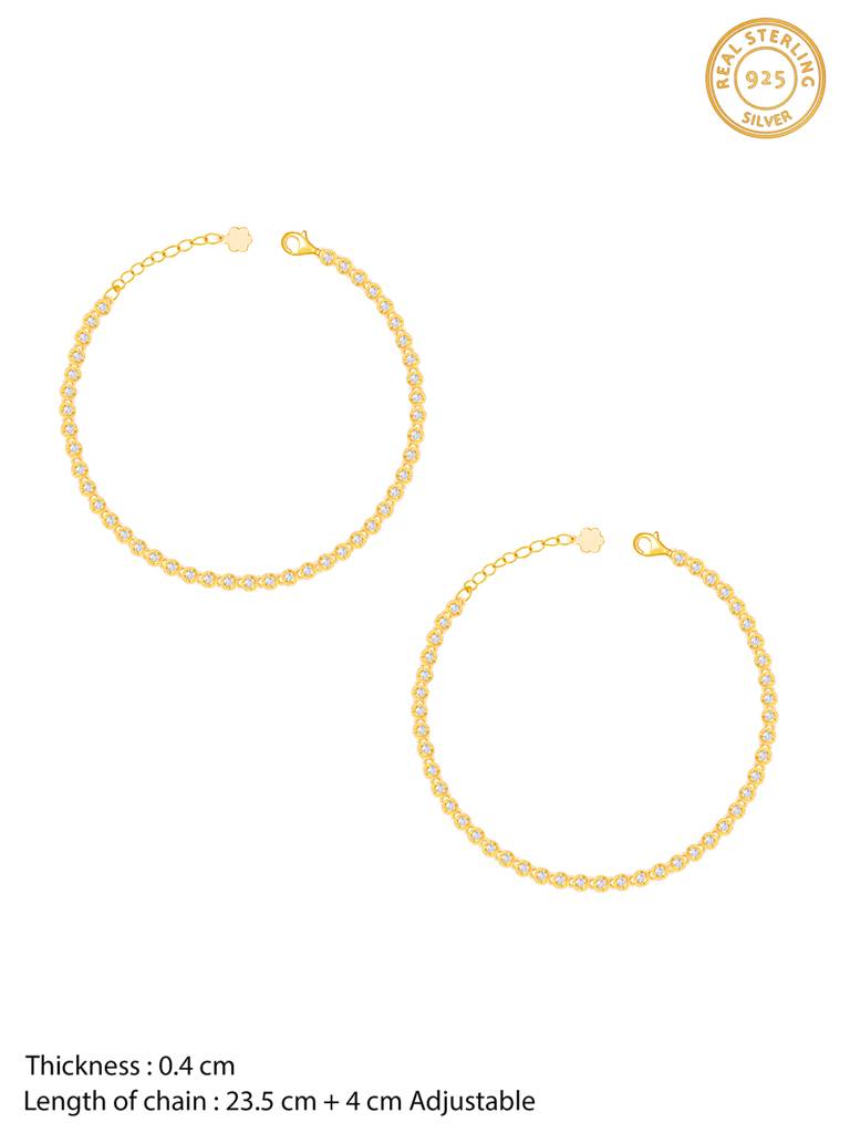Giva 925 Sterling Silver Golden Stellar Orbs Anklet
