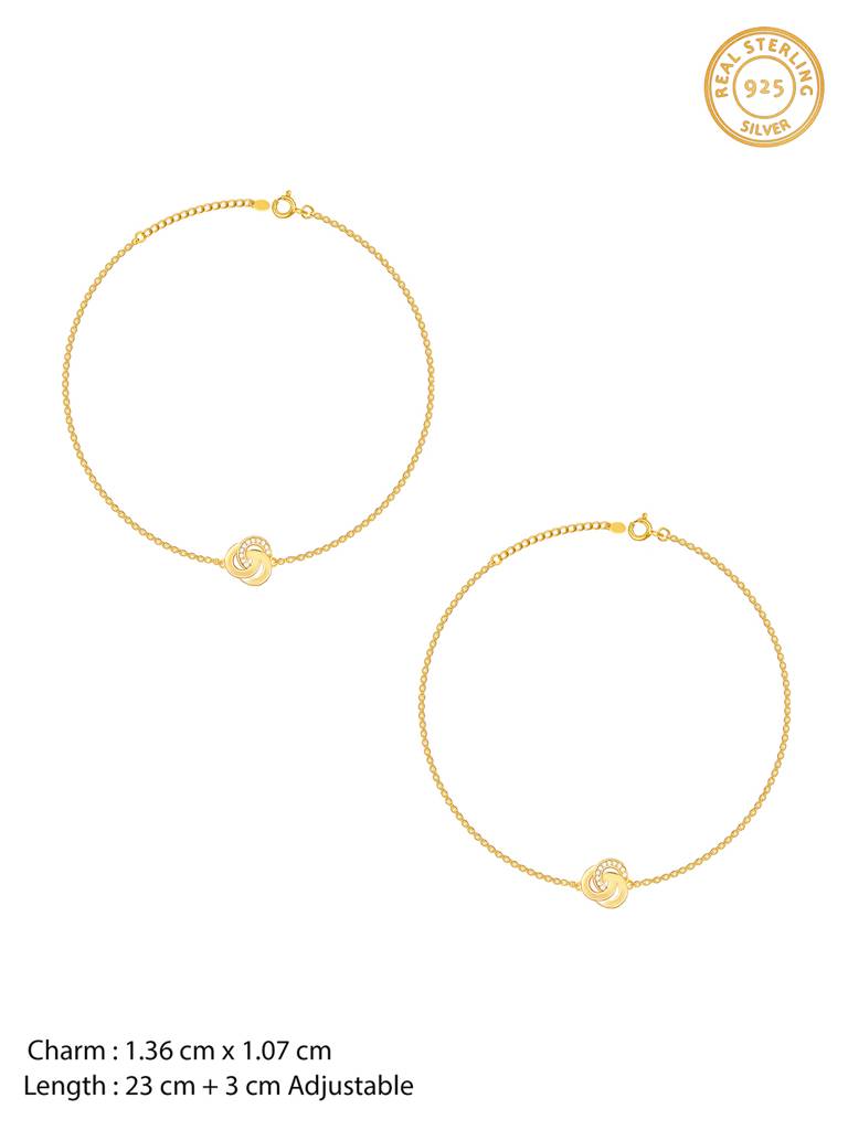 Giva 925 Sterling Silver Golden Knot Anklet