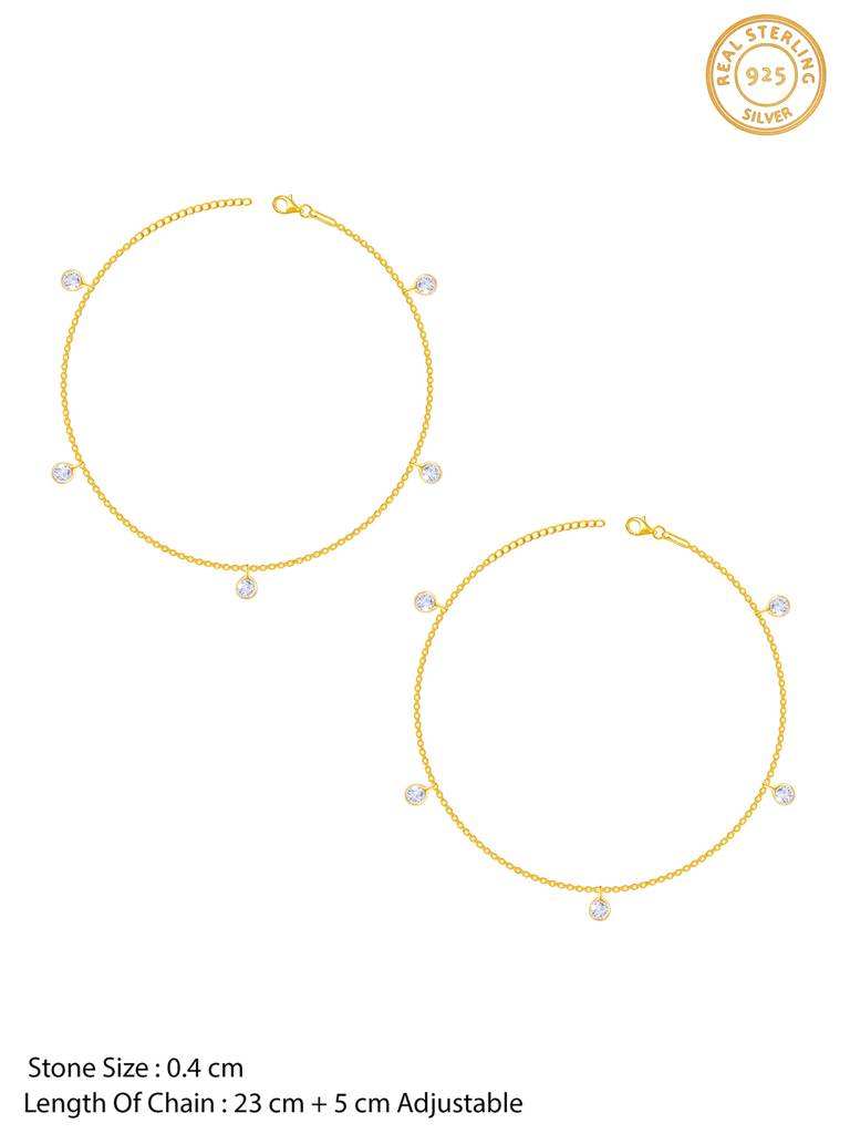 Giva 925 Sterling Silver Golden Radiant Embrace Anklet