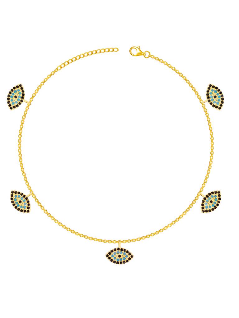 Giva 925 Sterling Silver Golden The Evil Eye Anklet