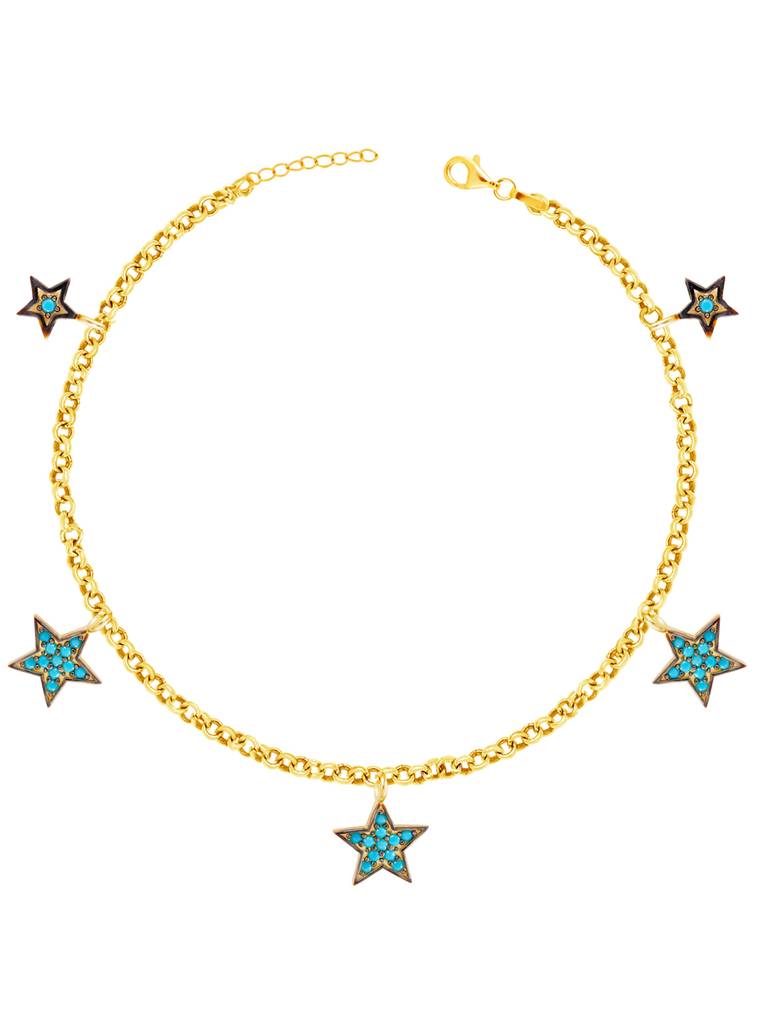 Giva 925 Sterling Silver Golden Star Shine Anklet