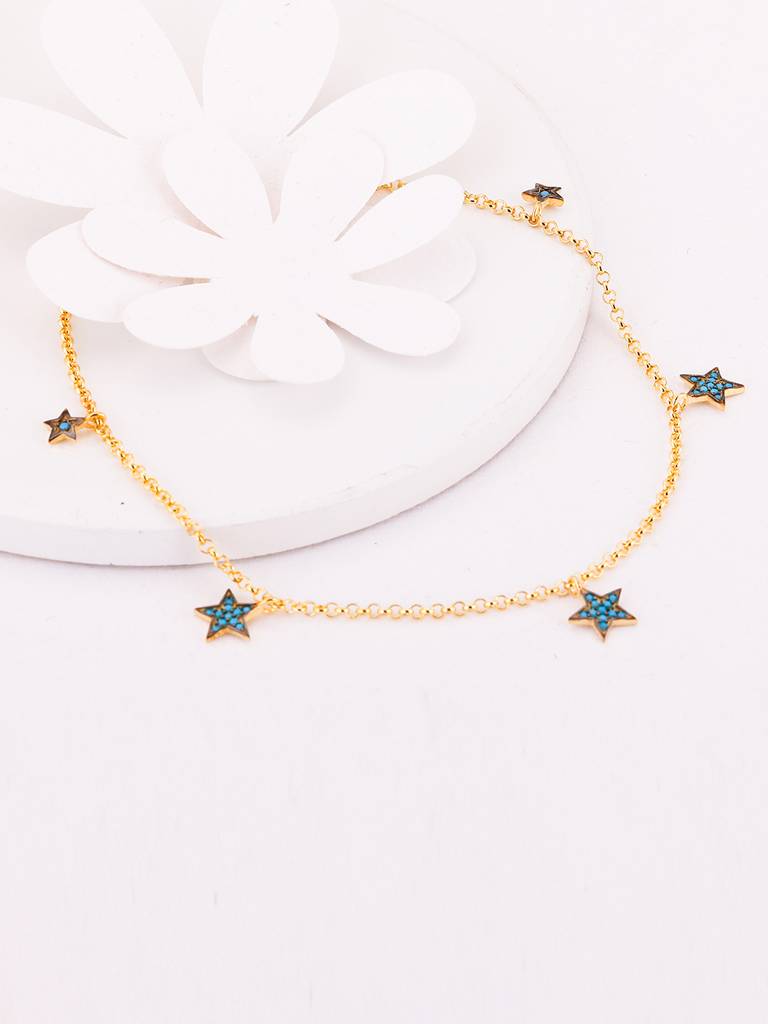 Giva 925 Sterling Silver Golden Star Shine Anklet