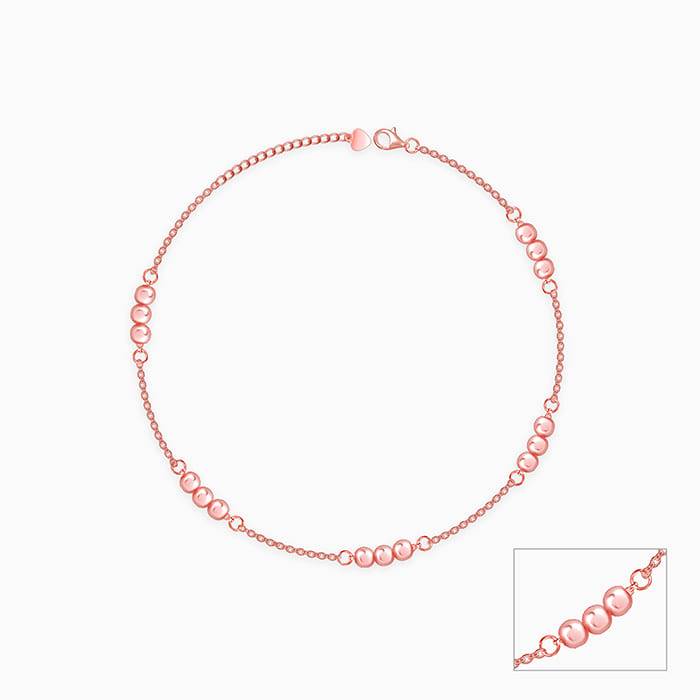 Giva 925 Sterling Silver Rose Gold Triple Beads Anklets,Single| Gifts For Women And Girls  : A0171