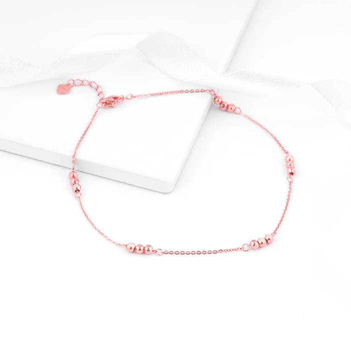 Giva 925 Sterling Silver Rose Gold Triple Beads Anklets,Single| Gifts For Women And Girls  : A0171