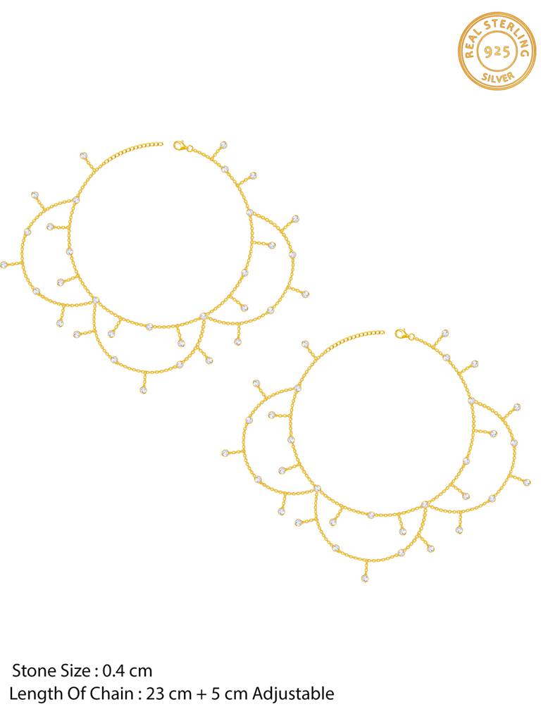 Giva 925 Sterling Silver Golden Mesmerising Charm Anklet