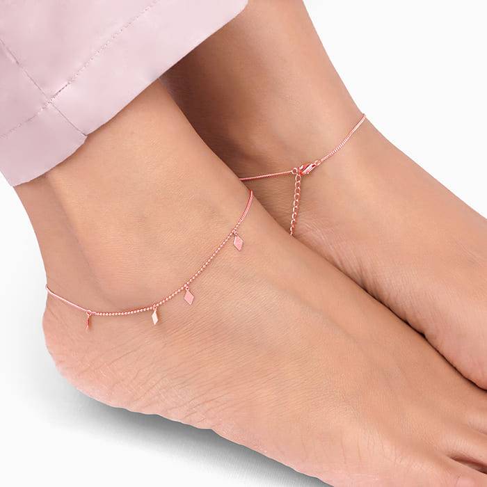 Giva 925 Silver Rose Gold Flat Kite Ankletsare Are Single : A0174