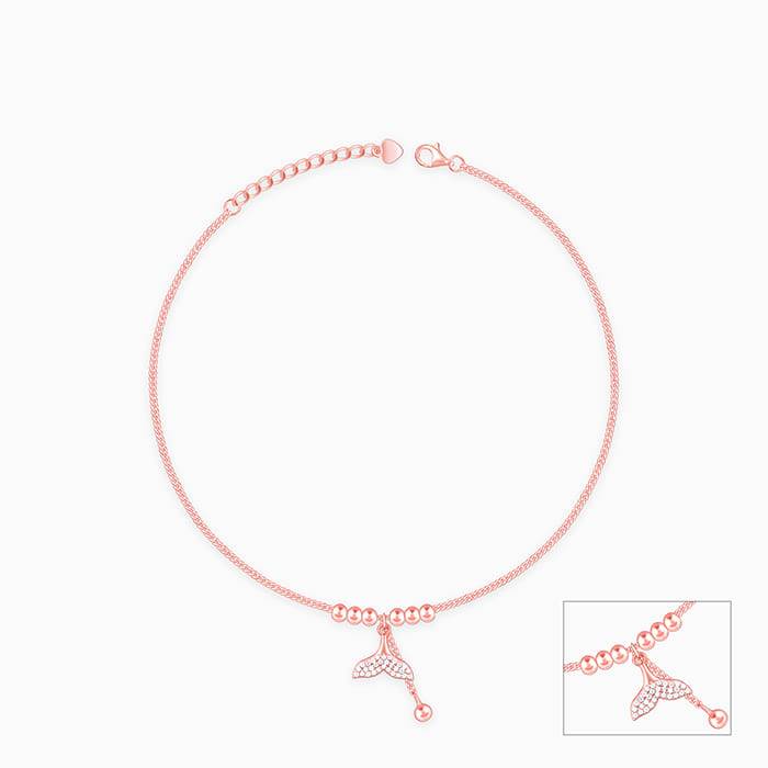 Giva 925 Sterling Silver Rose Gold Mermaid Tail Anklets,Single| Gifts For Women And Girls  : A0176