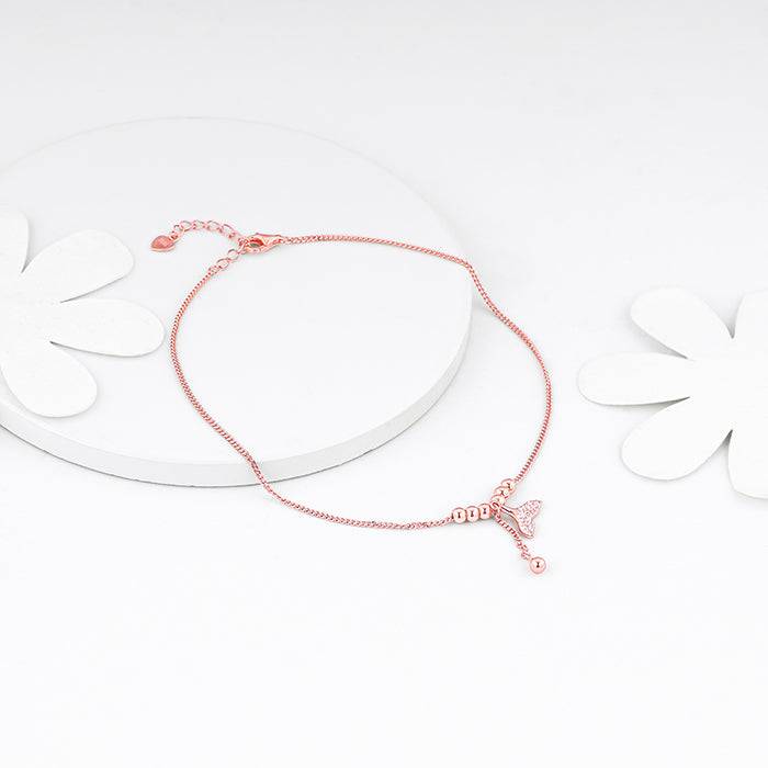 Giva 925 Sterling Silver Rose Gold Mermaid Tail Anklets,Single| Gifts For Women And Girls  : A0176