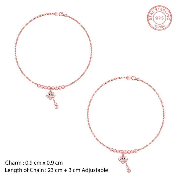 Giva 925 Silver Rose Gold Owl Ankletsare Are Single : A0178
