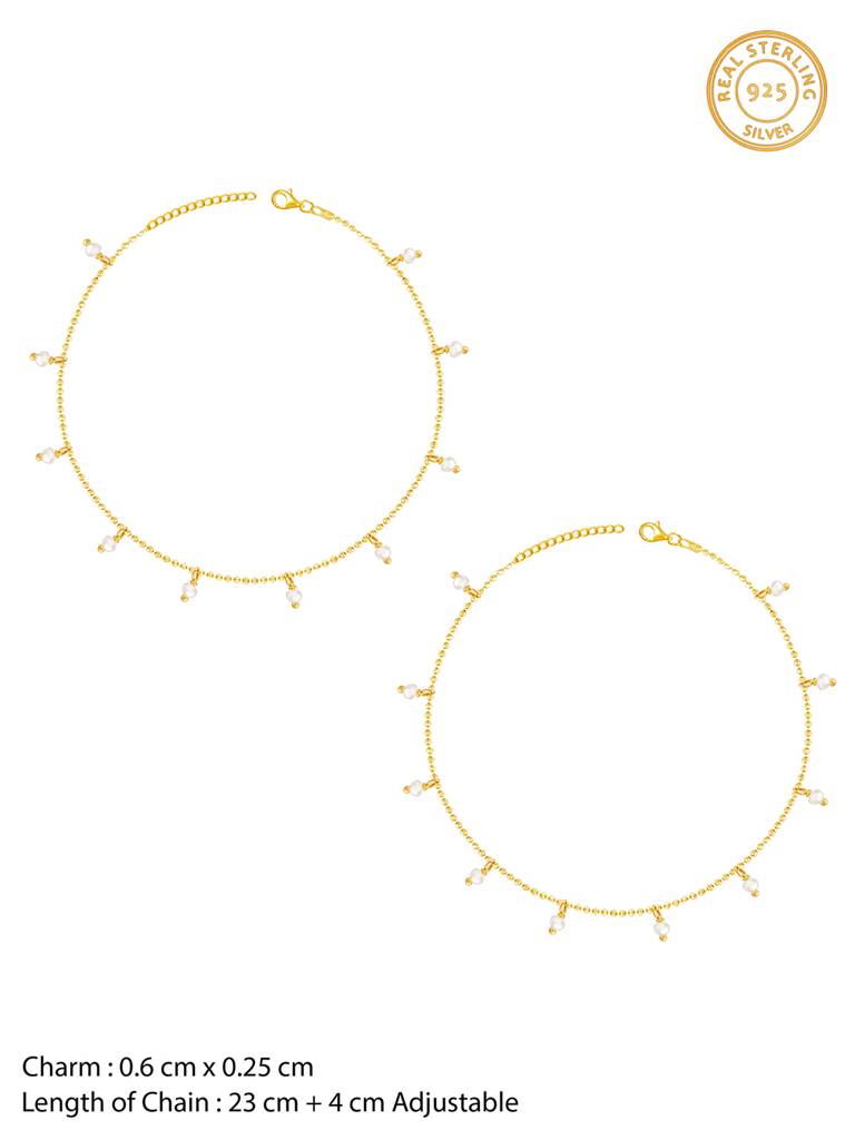 Giva 925 Sterling Silver Golden Elegant Beauty Anklet