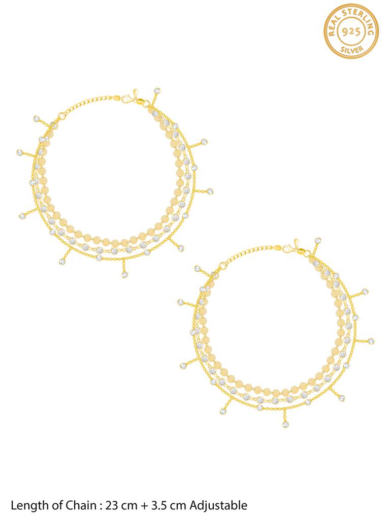 Giva 925 Sterling Silver Golden Whimsical Moments Anklet