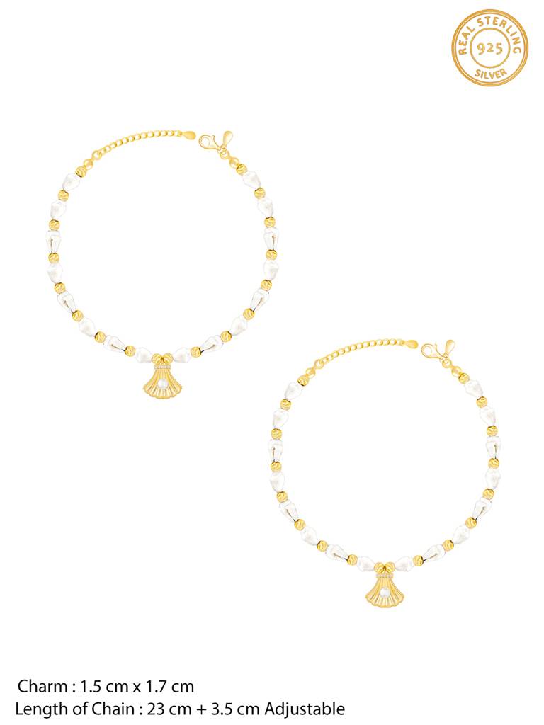 Giva 925 Sterling Silver Golden Dreamy Shell Anklet