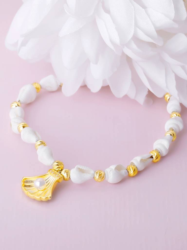 Giva 925 Sterling Silver Golden Dreamy Shell Anklet