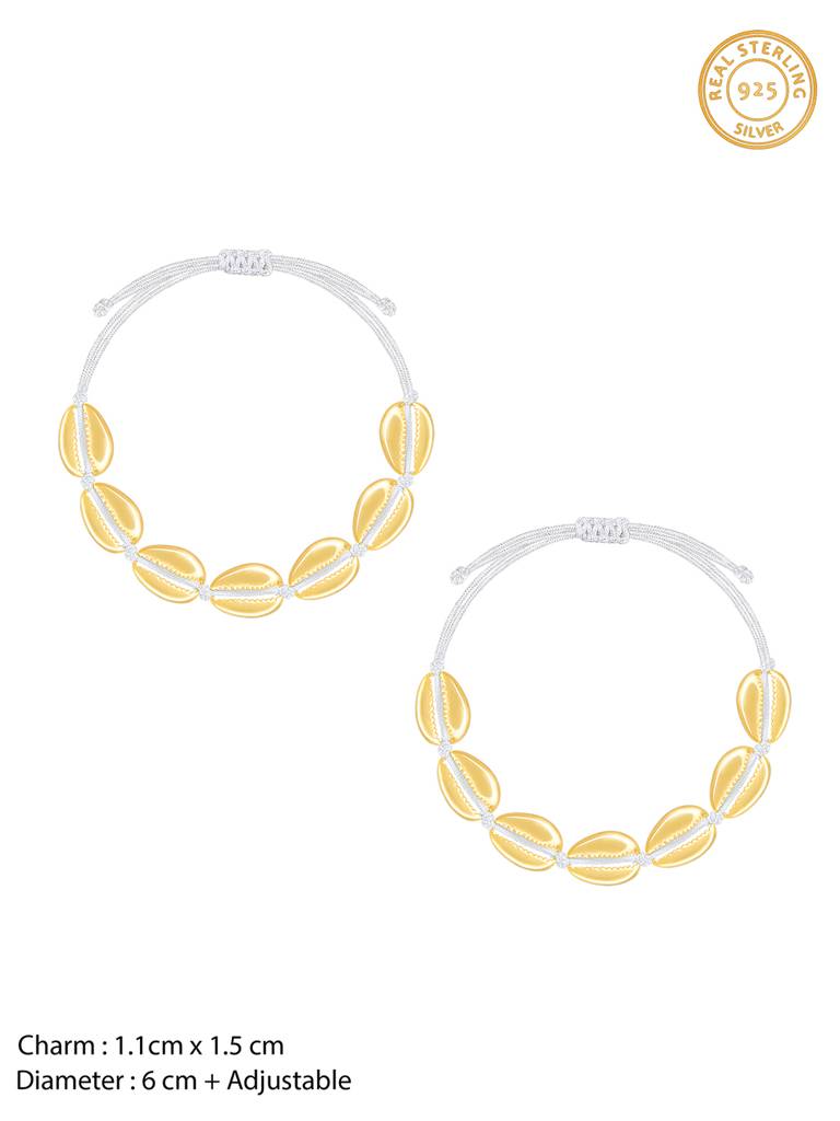 Giva 925 Sterling Silver Golden Precious Cowry Anklet