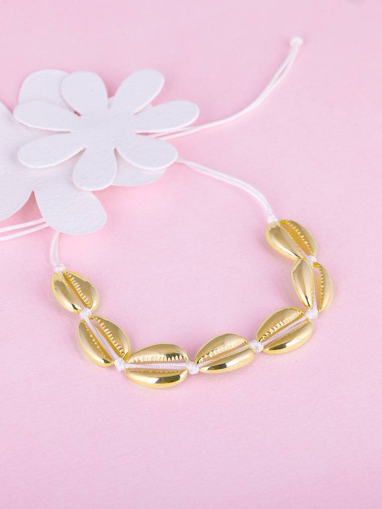 Giva 925 Sterling Silver Golden Precious Cowry Anklet